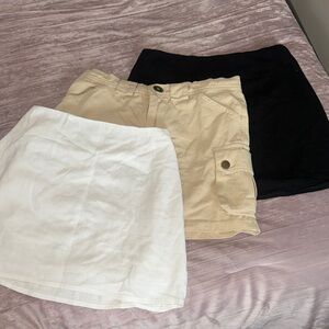 Mini Skirt Set - Black, White, Tan